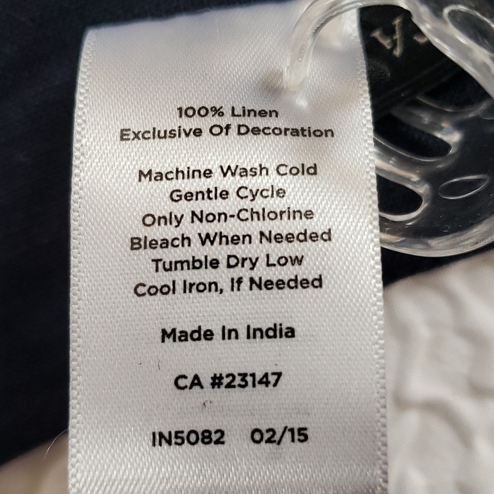 Talbots Navy + White Embroidered Poncho Linen, Size L - Picture 13 of 13